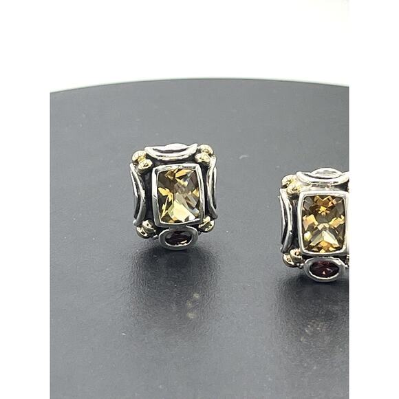 Samuel Behnam BJC Bali Made Designer 925 14K Gold Citrine Garnet Omega Earrings - Picture 11 of 16